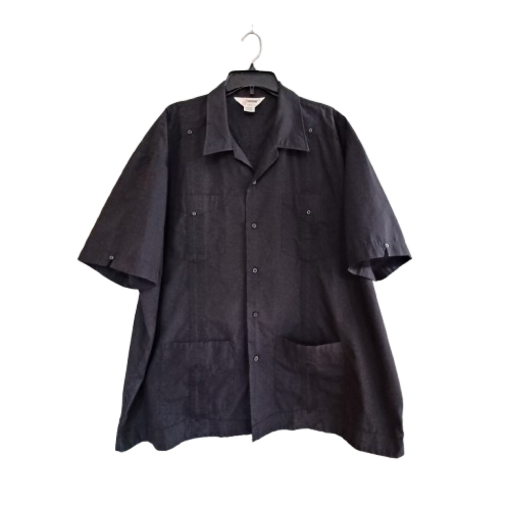 SUPREME 3XL Black Short Sleeve 4 Pocket Casual Top Button Front Shirt Shaket